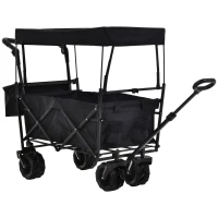 Chariot de plage transport pliable tout-terrain métal noir oxford(m-1)