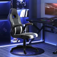 Vinsetto Silla Gaming Ergonómica Silla de Escritorio de Oficina 360° Giratoria con Apoyabrazos Abatibles Función de Basculante para Videojuegos Trabajo 68x71x114-124 cm Negro(m-10)