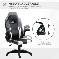 Vinsetto Silla Gaming Ergonómica Silla de Escritorio de Oficina 360° Giratoria con Apoyabrazos Abatibles Función de Basculante para Videojuegos Trabajo 68x71x114-124 cm Negro(m-4)