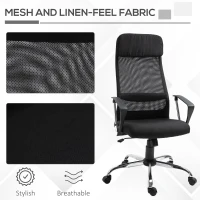 Vinsetto Office Chair Linen Mesh Fabric High-Back Black(m-7)