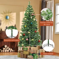 HOMCOM Árvore de Natal Artificial 210cm com 968 Ramos e Suporte de Metal Decoração Interior Sala de Estar Festas Ø100x210cm Verde(m-7)