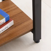 HOMCOM L-Shaped Computer Table with Storage Shelves Home Office Corner Industrial Style Workstation , Walnut Wood Grain(m-10)