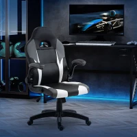 Vinsetto Silla Gaming Ergonómica Silla de Escritorio de Oficina 360° Giratoria con Apoyabrazos Abatibles Función de Basculante para Videojuegos Trabajo 68x71x114-124 cm Negro(m-2)