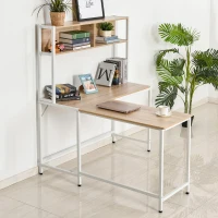 HOMCOM Computer Desk w/ Bookshelf L-Shaped Wood Corner Table Desk Workstation Gaming PC Gaming Laptop Desk Home Office Study Small Space(m-8)