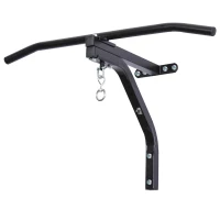 HOMCOM Muurbevestigde Bokszakhouder met Optrekstang tot 130 kg Draagkracht Staal Zwart 93 x 47 x 51 cm(m-1)