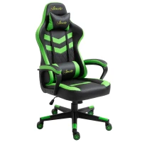 Vinsetto High Back Rocking Gaming Office Chair with Headrest and Lumbar Support, Rolling Casters Green(m-11)