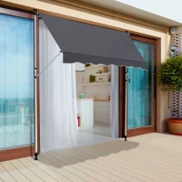 Outsunny Markise Klemmmarkise Sonnenschutz Faltarm Handkurbel Balkon Alu Grau 2x1,2m(m-10)