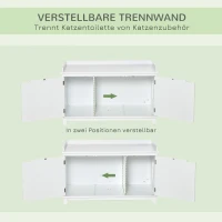 PawHut Katzenschrank für Katzentoilette Katzenklo Katzenhaus Katzenkommode Katzenhöhle mit Trennwand Schrank Weiß 95,4 x 54 x 57,5 cm(m-5)