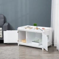 PawHut Katzenschrank für Katzentoilette Katzenklo Katzenhaus Katzenkommode Katzenhöhle mit Trennwand Schrank Weiß 95,4 x 54 x 57,5 cm(m-9)