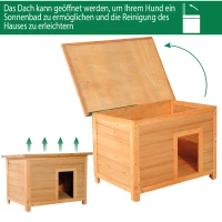 PawHut weervast hondenhok hondenhuis hondengrot scharnierend dak vurenhout(m-5)