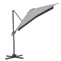 Outsunny Sonnenschirm 245 x 245 cm Kurbelschirm Ampelschirm mit Kurbelvorrichtung Sonnenschutz Alu Roma Schirm Neigungswinkel verstellbar Grau(m-11)
