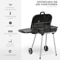 Grill węglowy grill na kółkach grill ogrodowy grill stojący z ochroną przed wiatrem 2 półki(m-4)