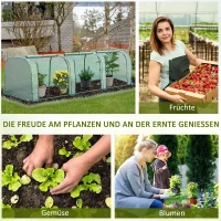 Outsunny Foliengewächshaus Gewächshaus Treibhaus mit Tür Frühbeet Pflanzenhaus Pflanzenaufzucht Folie Stahl PVC Grün 296 x 100 x 80 cm(m-7)