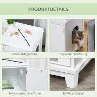 PawHut Katzenschrank für Katzentoilette Katzenklo Katzenhaus Katzenkommode Katzenhöhle mit Trennwand Schrank Weiß 95,4 x 54 x 57,5 cm(m-6)