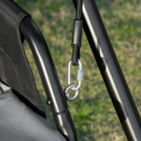 Outsunny Gartenschaukel Sonnenliege 2 personen Schaukelgestell Outdoor Schaukelbank mit Sitzkissen Texteline Schwarz 166 x 140 x 187 cm(m-7)