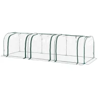 Outsunny Gewächshaus, Treibhaus mit Tür, Frühbeet, Pflanzenhaus, Pflanzenaufzucht, Stahl PVC, 296 x 100 x 80 cm(m-1)