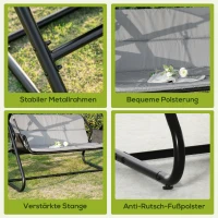 Outsunny Gartenschaukel Sonnenliege 2 personen Schaukelgestell Outdoor Schaukelbank mit Sitzkissen Texteline Schwarz 166 x 140 x 187 cm(m-6)