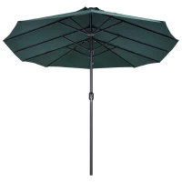 Outsunny parasol met zwengel tuinparasol dubbele marktparasol 460 x 270 cm donkergroen(m-13)