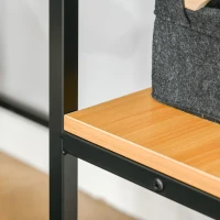 HOMCOM Computer Table with 2-Tier Shelves Home Office Workstation Desk Adjustable Feet, Beech Wood Color(m-10)