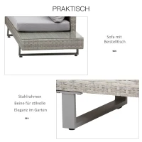 Outsunny Poly-rotan tuinmeubelen 3-delig. loungeset zitgroep set met aflegvlakken(m-6)