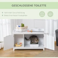 PawHut Katzenschrank für Katzentoilette Katzenklo Katzenhaus Katzenkommode Katzenhöhle mit Trennwand Schrank Weiß 95,4 x 54 x 57,5 cm(m-7)