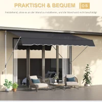 Outsunny Markise Klemmmarkise Sonnenschutz Faltarm Handkurbel Balkon Alu Grau 2x1,2m(m-8)