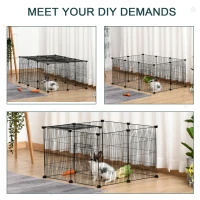 PawHut Pet Playpen DIY Small Animal Cage Metal Wire Yard Fence Playhouse with Door Non-slip Pad Indoor Outdoor for Kitten Bunny Chinchilla Guinea Pig(m-4)