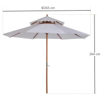 Drewniany parasol przeciwsłoneczny ogrodowy podwójny dach 2,7m Outsunny(m-3)