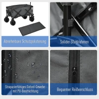 Outsunny Bollerwagen Faltbarer Handwagen 360° Gartenwagen Transportwagen mit  Teleskop Griff Verstellbarer Griffhöhe Strandwagen bis 70 kg Tragkraft Metall Oxford Dunkelgrau 108 x 55 x 59-89 cm(m-7)