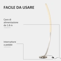 Homcom Lampada da Terra con Design ad Arco Luci a LED per Soggiorno o Ufficio(m-7)