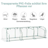 Outsunny Gewächshaus, Treibhaus mit Tür, Frühbeet, Pflanzenhaus, Pflanzenaufzucht, Stahl PVC, 296 x 100 x 80 cm(m-4)