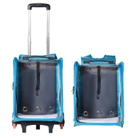 PawHut 2-in-1 DESIGN trolley rugzak transporttas reistas met wielen huisdier trolley trekstang 2 verstelbare standen oxford stof blauw 33 x 27 x 42 cm(m-11)