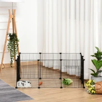 PawHut Pet Playpen DIY Small Animal Cage Metal Wire Yard Fence Playhouse with Door Non-slip Pad Indoor Outdoor for Kitten Bunny Chinchilla Guinea Pig(m-8)