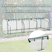 Outsunny Gewächshaus, Treibhaus mit Tür, Frühbeet, Pflanzenhaus, Pflanzenaufzucht, Stahl PVC, 296 x 100 x 80 cm(m-5)
