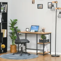 HOMCOM Computer Table with 2-Tier Shelves Home Office Workstation Desk Adjustable Feet, Beech Wood Color(m-7)