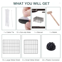 PawHut Pet Playpen DIY Small Animal Cage Metal Wire Yard Fence Playhouse with Door Non-slip Pad Indoor Outdoor for Kitten Bunny Chinchilla Guinea Pig(m-5)