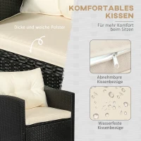 Outsunny poly-rotan zitset 4-delig Zitgroep tuinmeubel set lounge metaal zwart(m-5)