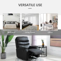 Homcom Fotoliu Relax cu spătar rabatabil și suport pentru picioare care se ridică din piele ecologică negru, 81x90x105cm(m-6)
