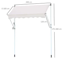 Outsunny markiza zaciskowa, osłona przeciwsłoneczna, składane ramię, korbka ręczna, balkon aluminiowy, kremowa 2x1,2 m(m-3)