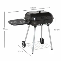 Grill węglowy grill na kółkach grill ogrodowy grill stojący z ochroną przed wiatrem 2 półki(m-3)