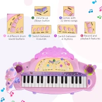 HOMCOM 32 Keys Kids Mini Electronic Keyboard Musical Instrument Educational Game Toy Children Grand Piano Stool Micropho(m-4)