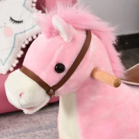 HOMCOM Kids Plush Rocking Horse w/ Sound Moving Mouth Wagging Tail Children Rocker Ride On Toy Gift 36 - 72 Months Pink(m-8)