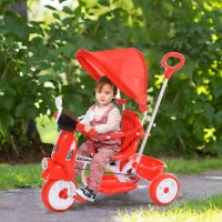 HOMCOM Outdoor Toddler Tricycle for 3-8 Years Old Kids 3 Wheel Foldable Bike Removable Motorcycle with Seat Rotation Sunshade Music Lightening Red(m-2)