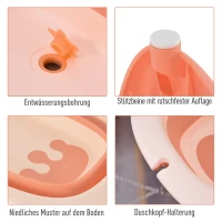 HOMCOM Ergonomische Babybadewanne , faltbare Babywanne , Badewanne für Babies, Kunststoff, Rosa, 84,5 x 50,5 x 24 cm(m-6)