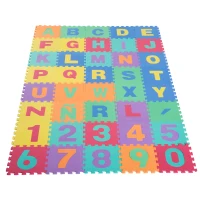 HOMCOM Kids Puzzle Mat Interlocking Foam Mats Soft Mat Puzzle Game for Children 3.6㎡ Alphabet Letters and Numbers 0-9 Washable(m-7)