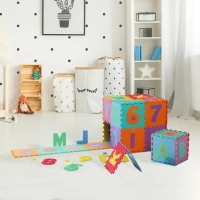 HOMCOM Foam Puzzle Play Mat 36pcs 180x180cm Interlocking Kid's EVA Floor Tiles with Alphabet and Numbers(m-6)