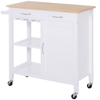 Carro De Cocina HOMCOM Con 3 Cestas Y Superficie Abatible - Blanco, 6 Ruedas, Capacidad 50 Kg