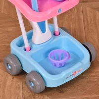 HOMCOM 23 PCS Kids Toy Cleaning Trolley Set Pretend Play Kit, Little Helper Tools, Sweeper Robert w/ Music & Light, Includes Broom, Mop, Bucket for 3-6 Years(m-4)