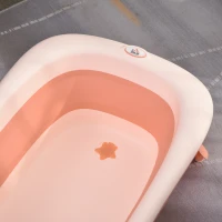 HOMCOM Ergonomische Babybadewanne , faltbare Babywanne , Badewanne für Babies, Kunststoff, Rosa, 84,5 x 50,5 x 24 cm(m-9)