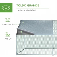 PawHut Gallinero para Exterior 300x400x195 cm Cubierta de Tela Oxford Impermeable y Anti-UV para Patio Plata(m-4)
